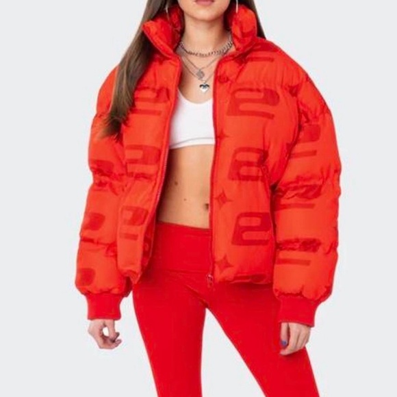 EDIKTED red monogram puffer size medium BNWT - Picture 1 of 3
